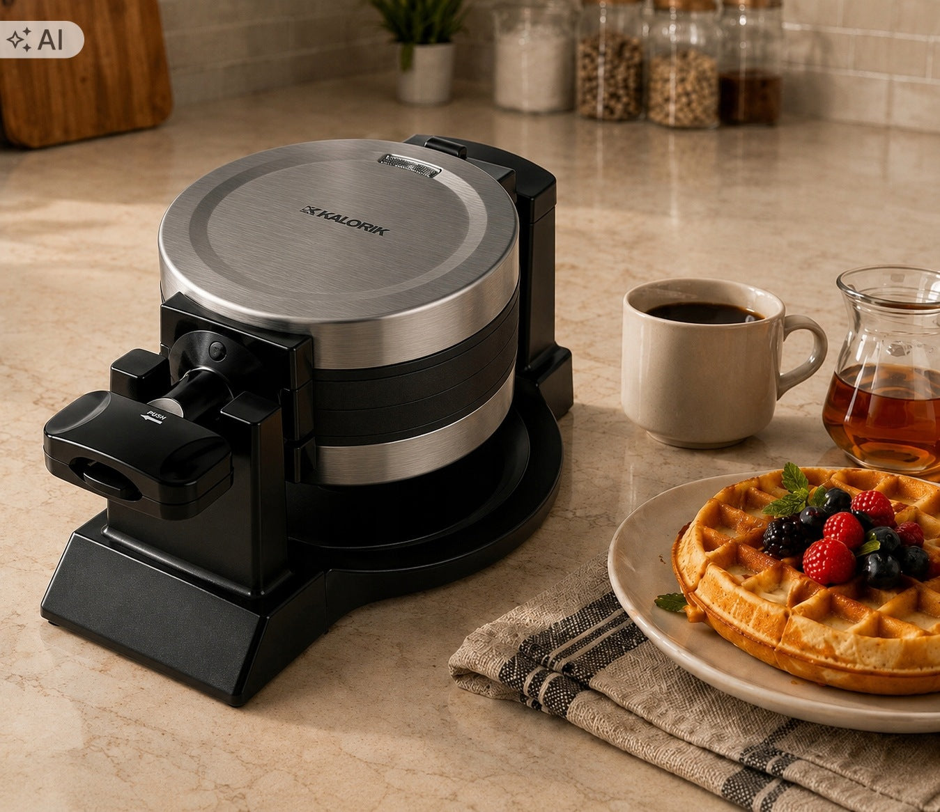 WAFFLE IRON 1400W ROTATING DOUBLE WM2050 2 BELGIAN WAFFLES 180° STRONG Packaging status original