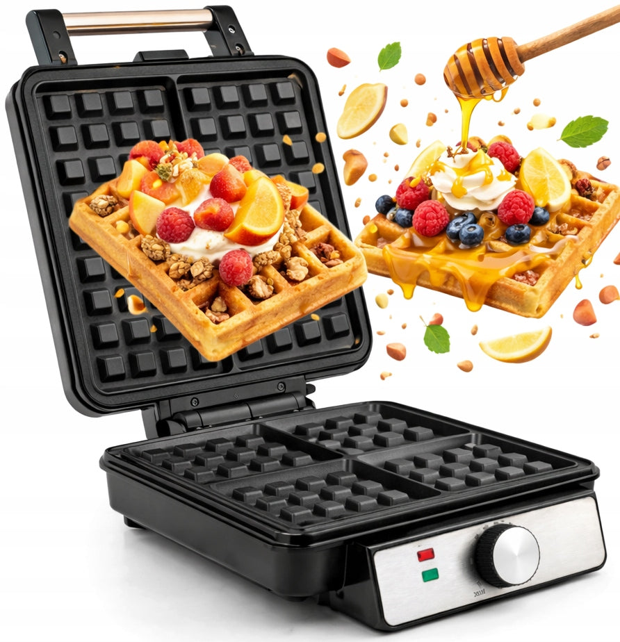 WAFFLE IRON 1500W 4 WAFFLES TEMPERATURE CONTROL STRONG NON-STICK COATING