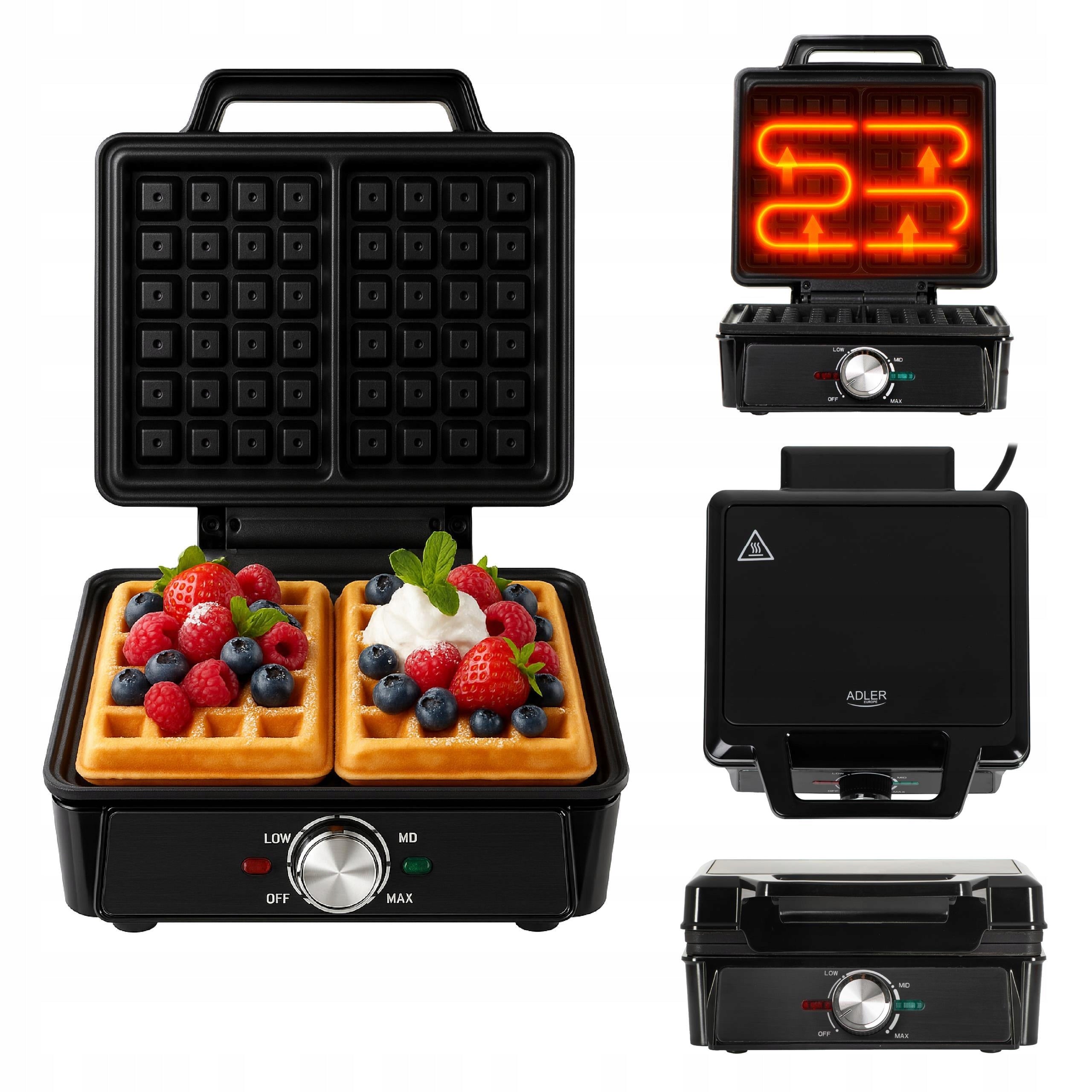 WAFFLE IRON 2000W XXL 2 LARGE WAFFLES TEMPERATURE CONTROL NON-STICK STRONG