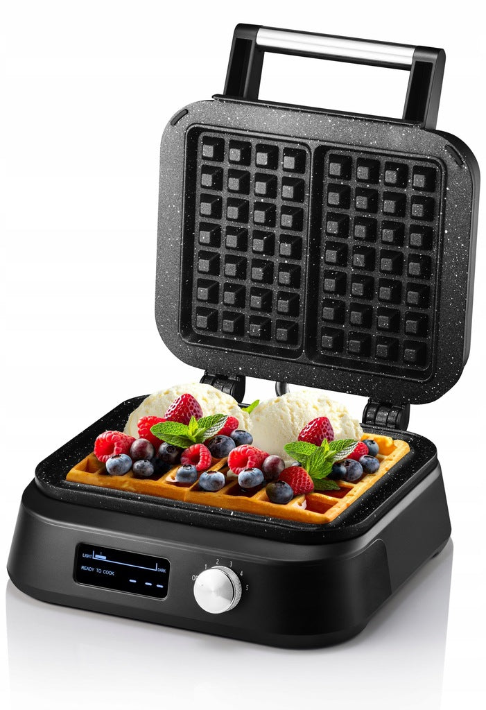 WAFFLE MAKER 2 LARGE CRISPY WAFFLES KERCH SIESTA MARBLED COATING 2500W Packaging status original
