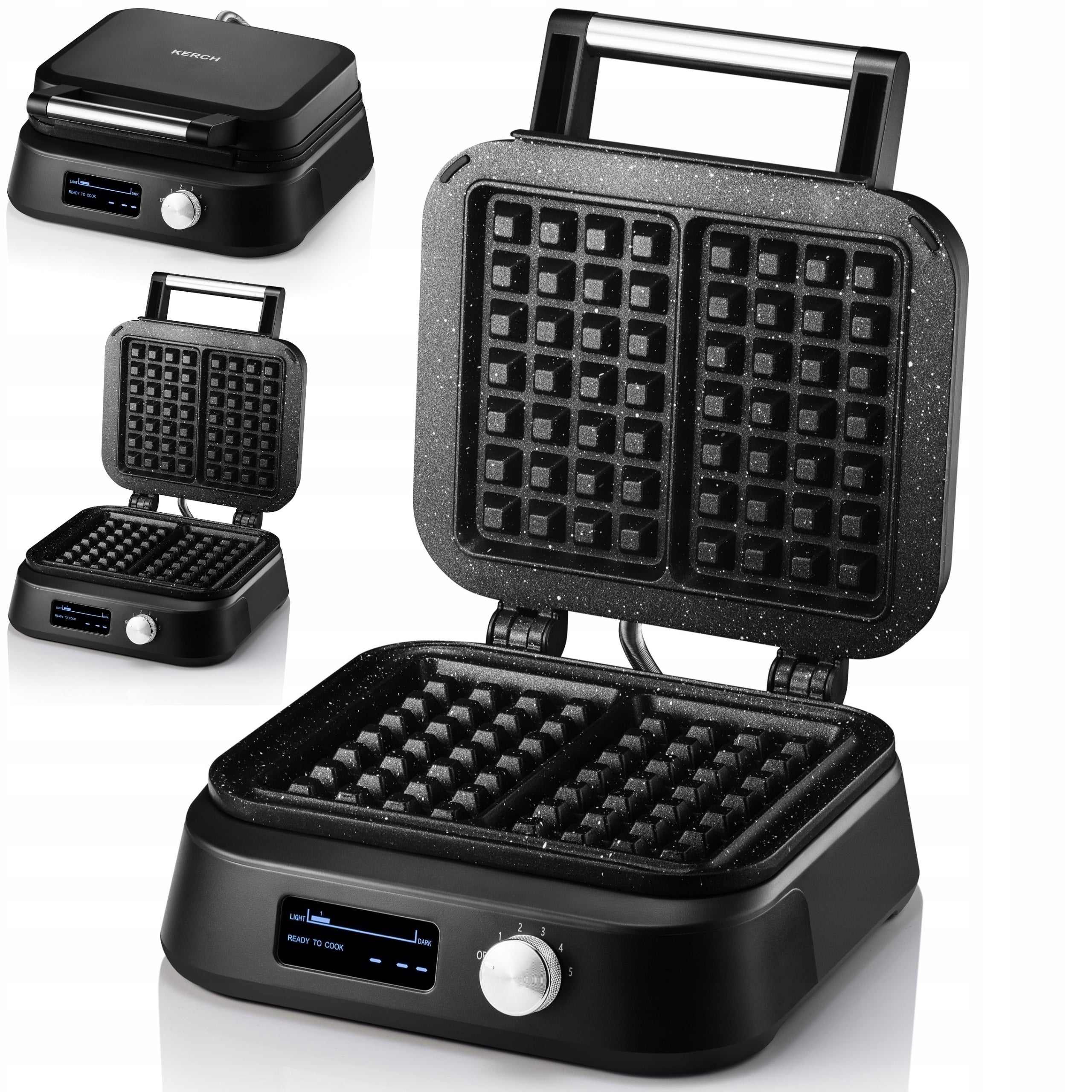 WAFFLE MAKER 2 LARGE CRISPY WAFFLES KERCH SIESTA MARBLED COATING 2500W