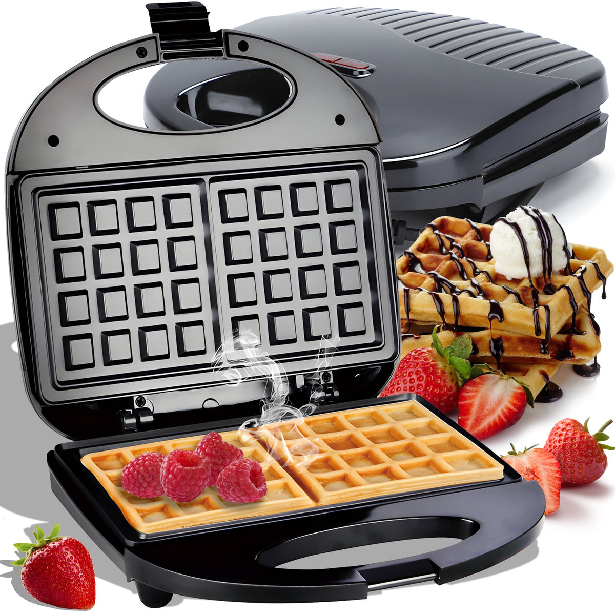 WAFFLE MAKER CONTACT TOASTER WAFFLES NONSTICK COATING 2 WAFFLES 750W