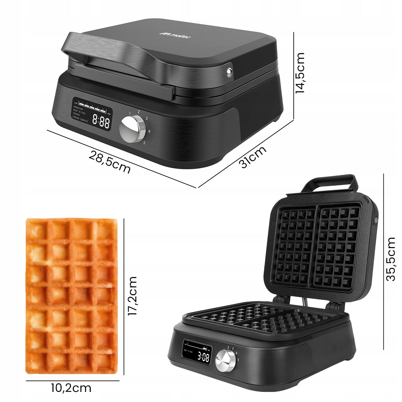 WAFFLE MAKER LARGE WAFFLE TEMPERATURE CONTROL SOUND STRONG 2200W DISPLAY Manufacturer code Gofrownica z Regulacją 112093