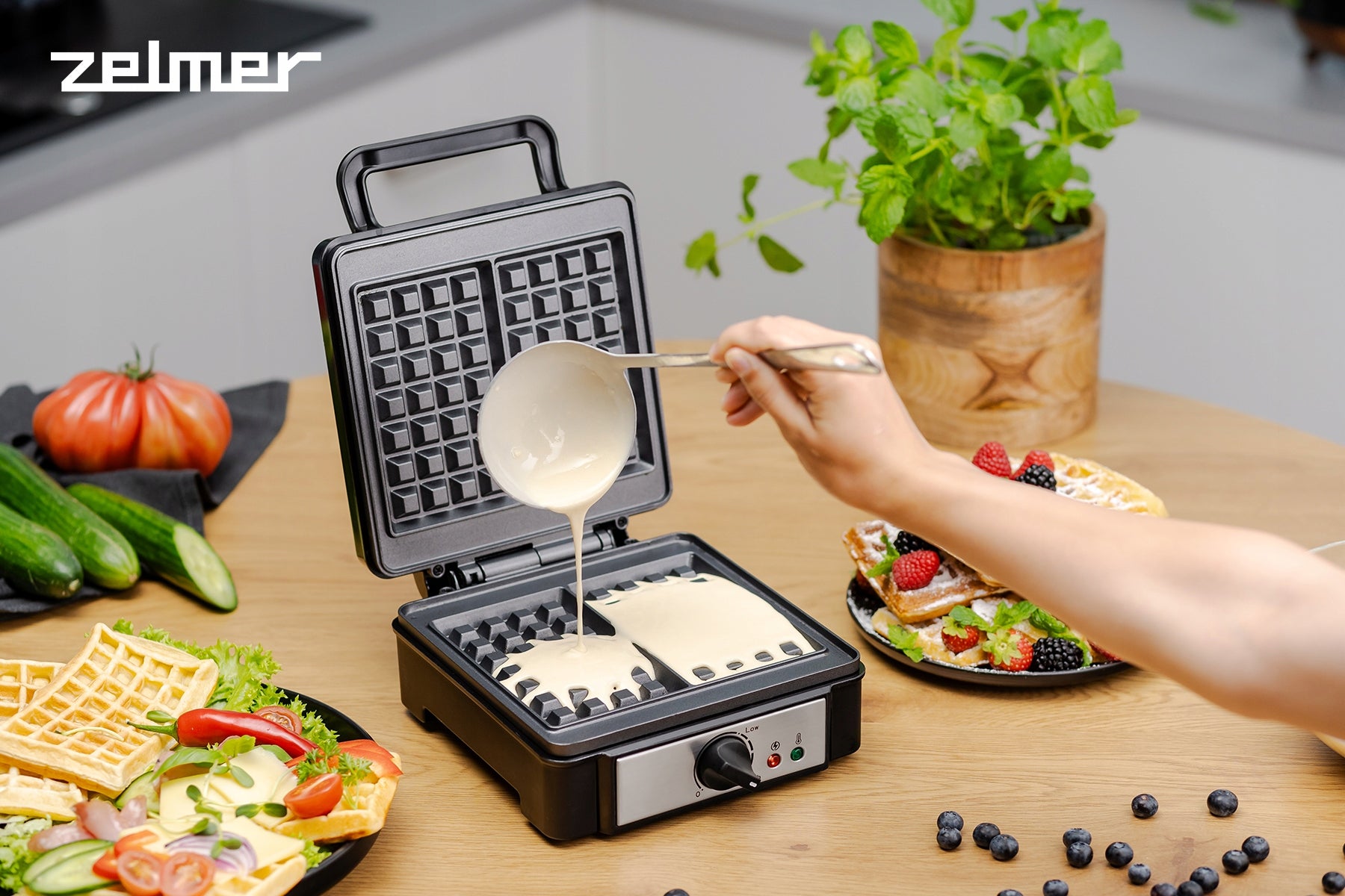 WAFFLE MAKER ZELMER WAFFLES XXL LARGE NON-STICK SURFACE 1200W Power rating 1200 W