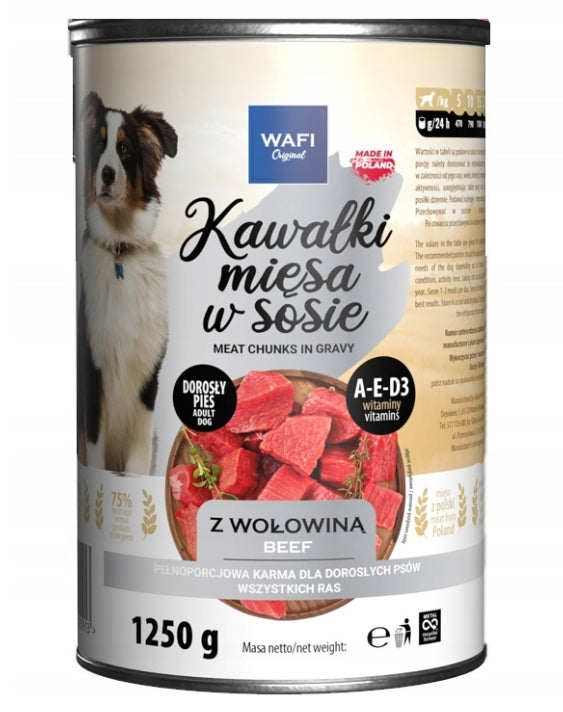 WAFI WET DOG FOOD PIECES IN SAUCE MIX OF FLAVORS 12X1250G CAN Brand Wafi
