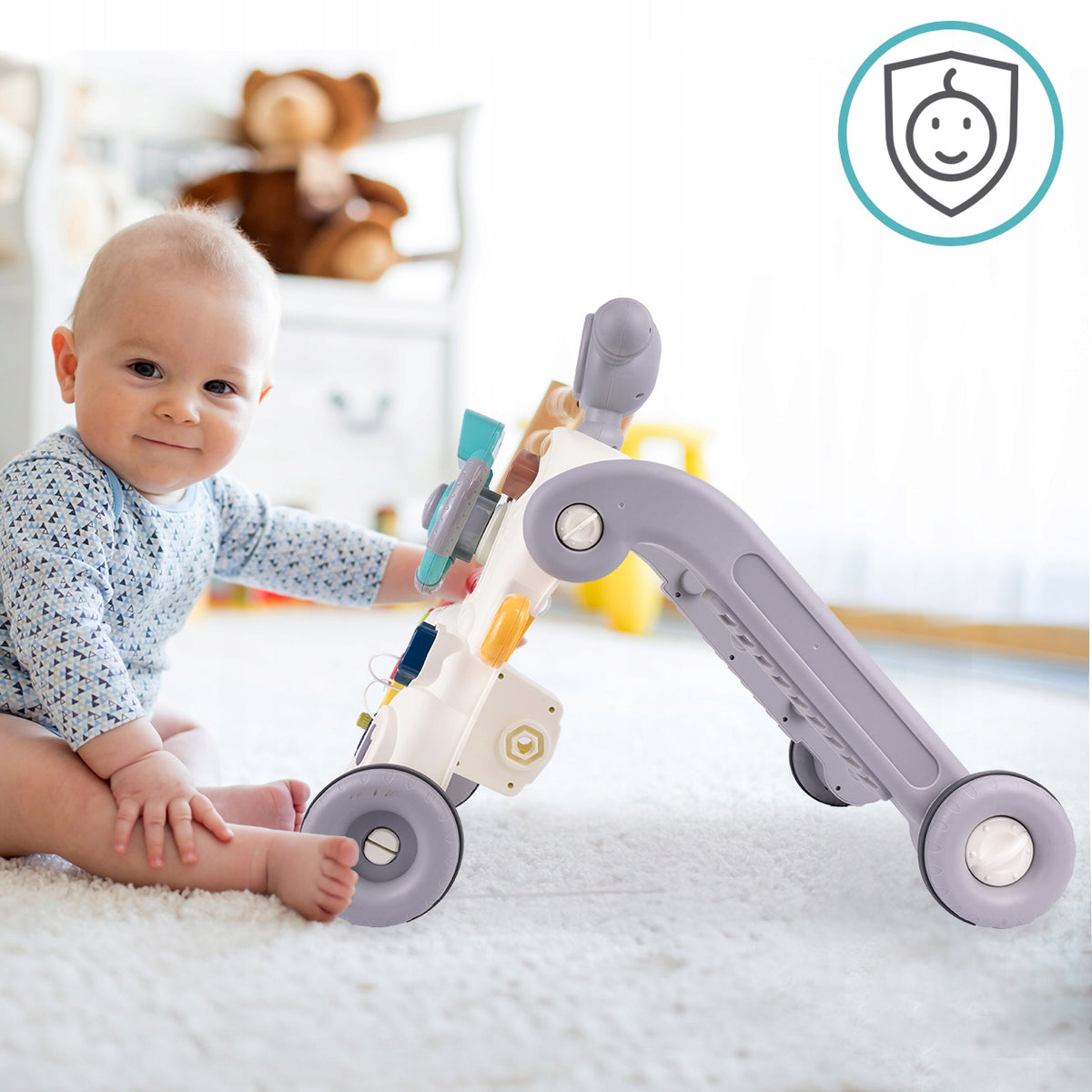 WALKER PUSHER 6IN1 EDUCATIONAL INTERACTIVE TABLE STEERING WHEEL SCOOTER Brand MalPlay