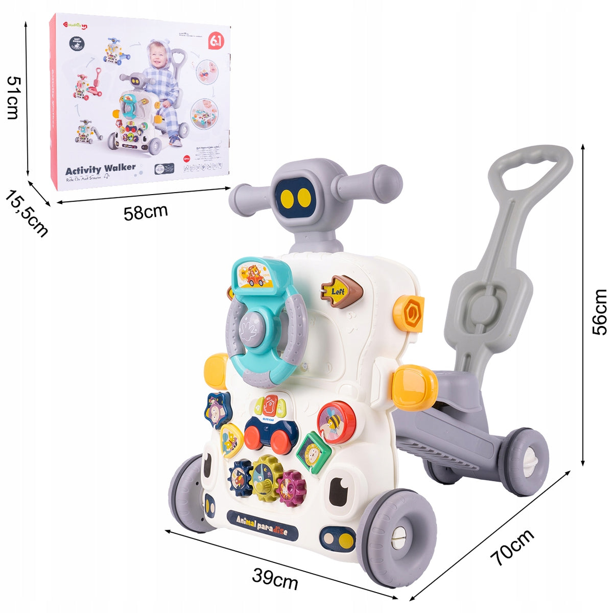WALKER PUSHER 6IN1 EDUCATIONAL INTERACTIVE TABLE STEERING WHEEL SCOOTER Manufacturer code 111518
