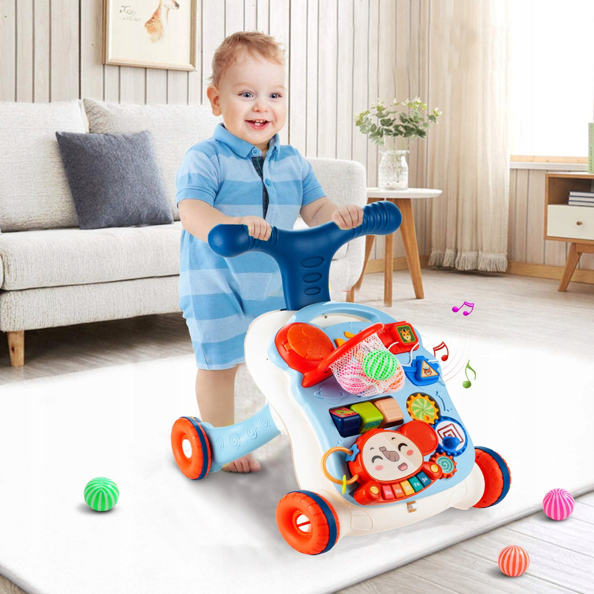 WALKER PUSHER EDUCATIONAL TABLE PANEL INTERACTIVE BASKETBALL BALLS 5IN1 Brand MalPlay
