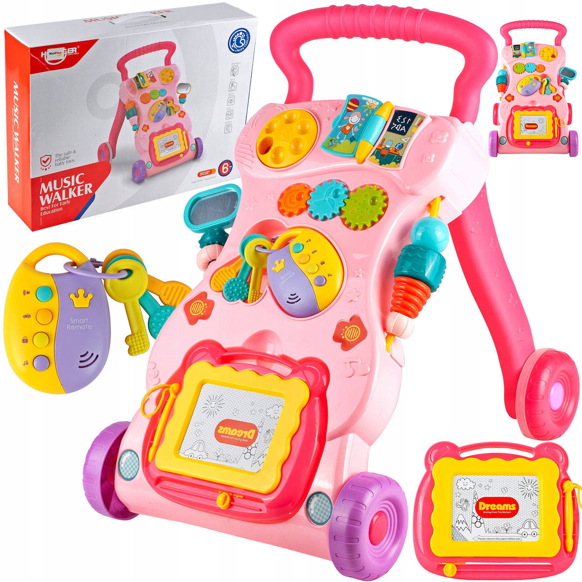 WALKER PUSHER INTERACTIVE EDUCATIONAL RIDE-ON MAGIC DRAWING BOARD SOUND FOR CHILDREN
