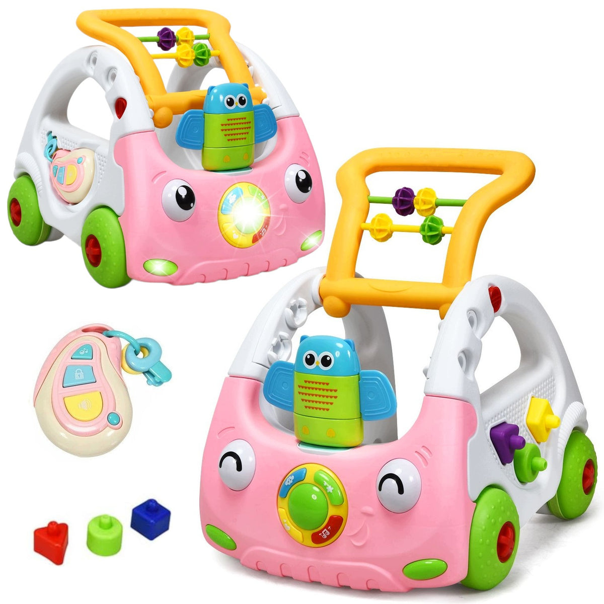 WALKER PUSHER INTERACTIVE RIDER SORTER CAR EDUCATIONAL SOUND AND LED