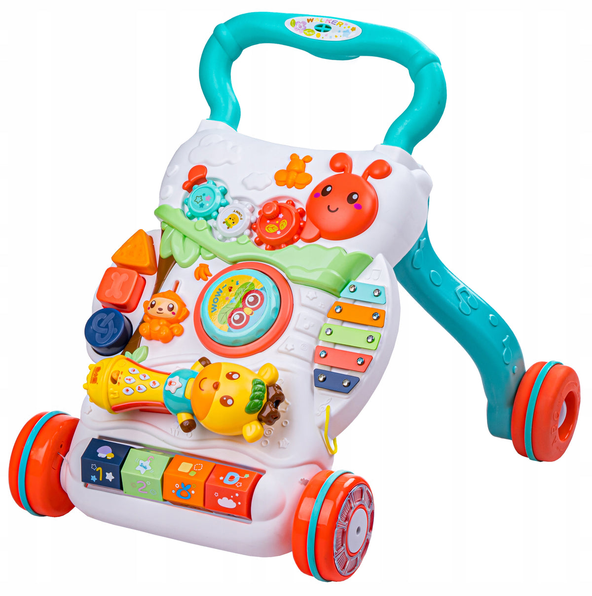 WALKER PUSHER RIDE-ON FOR CHILDREN CULMULARS Swivel BLOCKS brake MICROPHONE Color multicolor