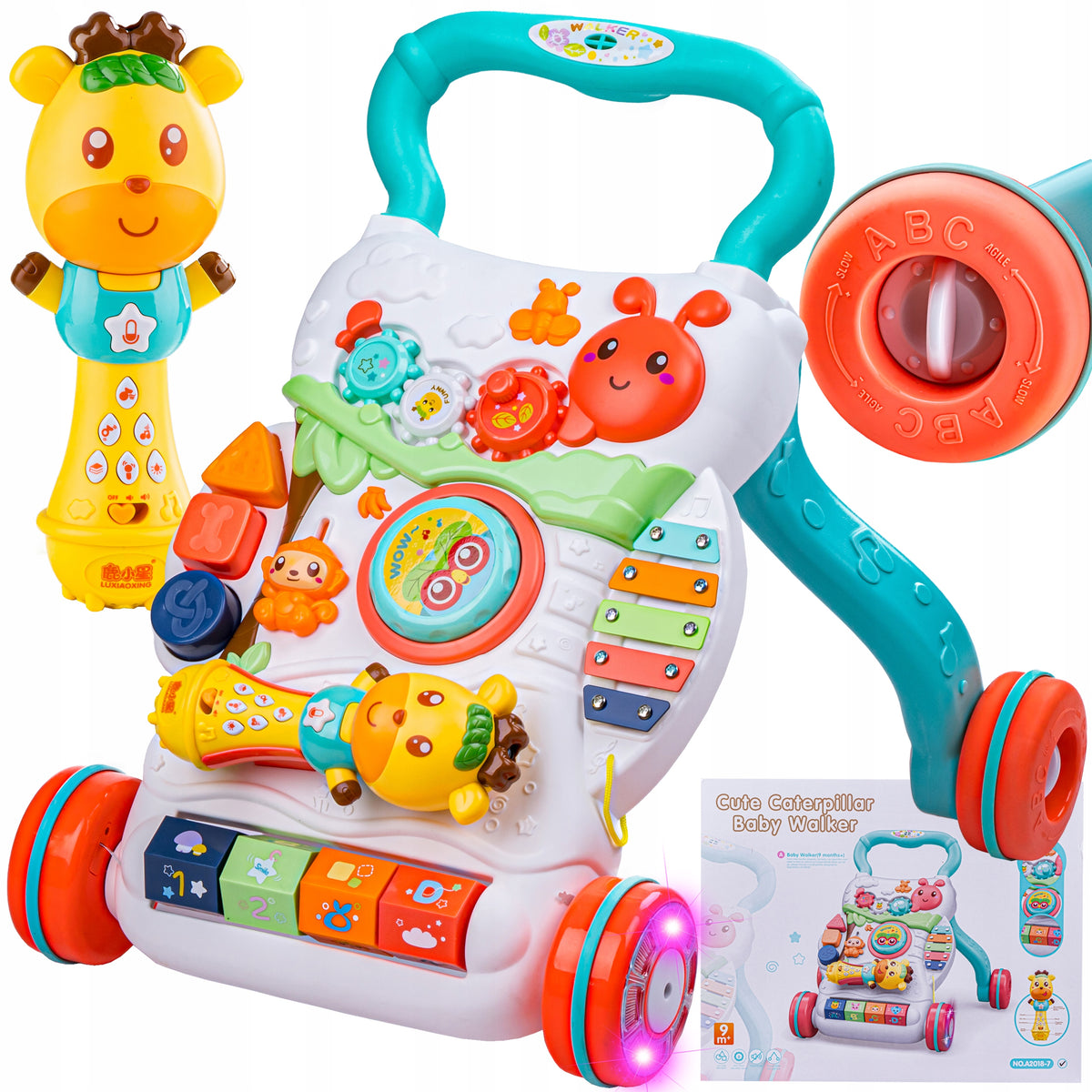 WALKER PUSHER RIDE-ON FOR CHILDREN CULMULARS Swivel BLOCKS brake MICROPHONE