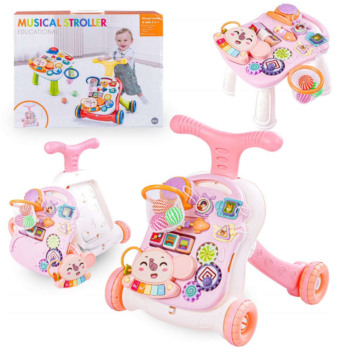WALKER PUSHER Table INTERACTIVE Educational Ride-On Musical Piano