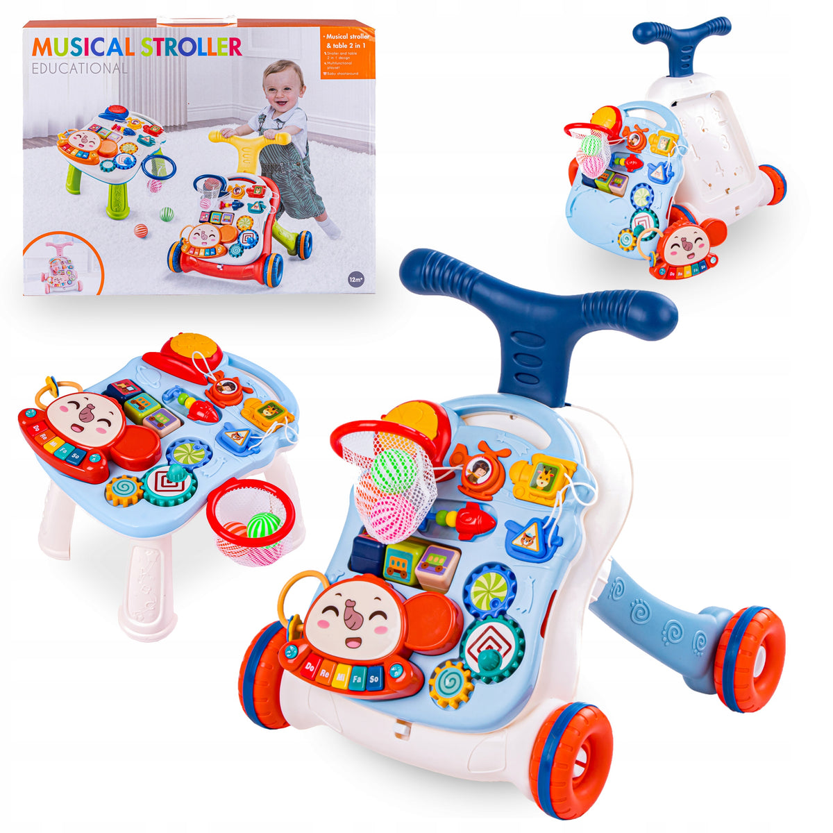 WALKER PUSHER Table INTERACTIVE Educational Ride-On Musical Piano