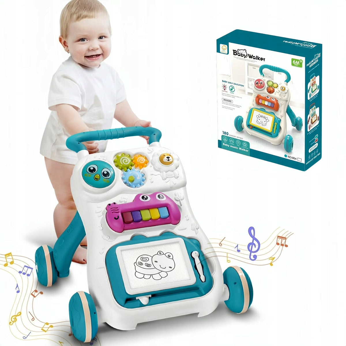WALKER RIDER WITH SOUND AND LIGHT PIANO DRAWING BOARD
