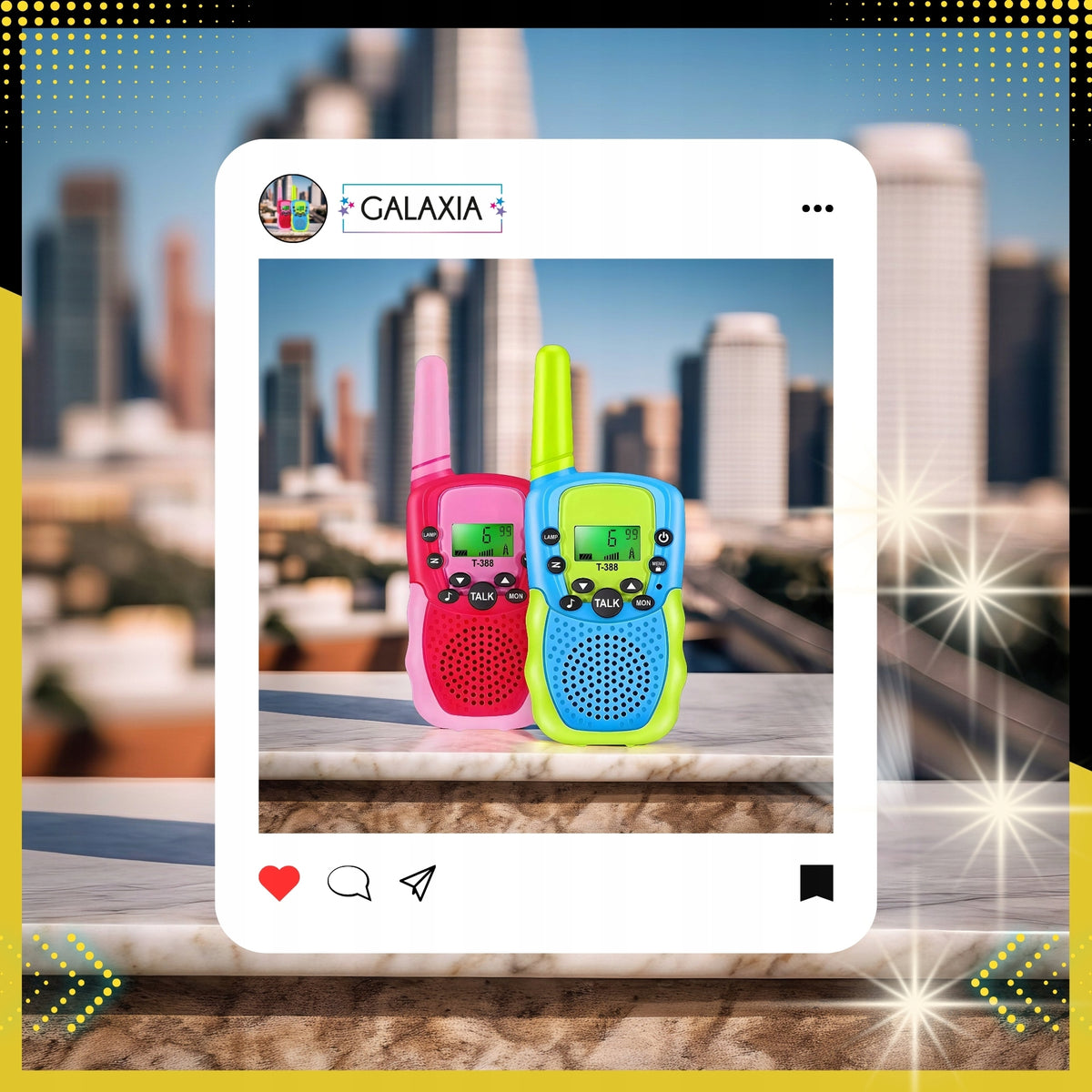 WALKIE TALKIE FOR CHILDREN 2PCS Elbows Toki Two-Way Radio Set LARGE RANGE Manufacturer code GALAXIA Walkie Talkie Travel 2 sztuki