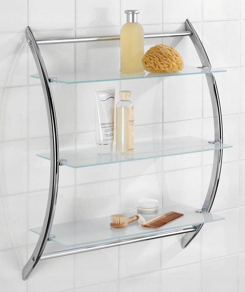 WALL BATHROOM SHELF GLASS METAL WENKO Brand Wenko