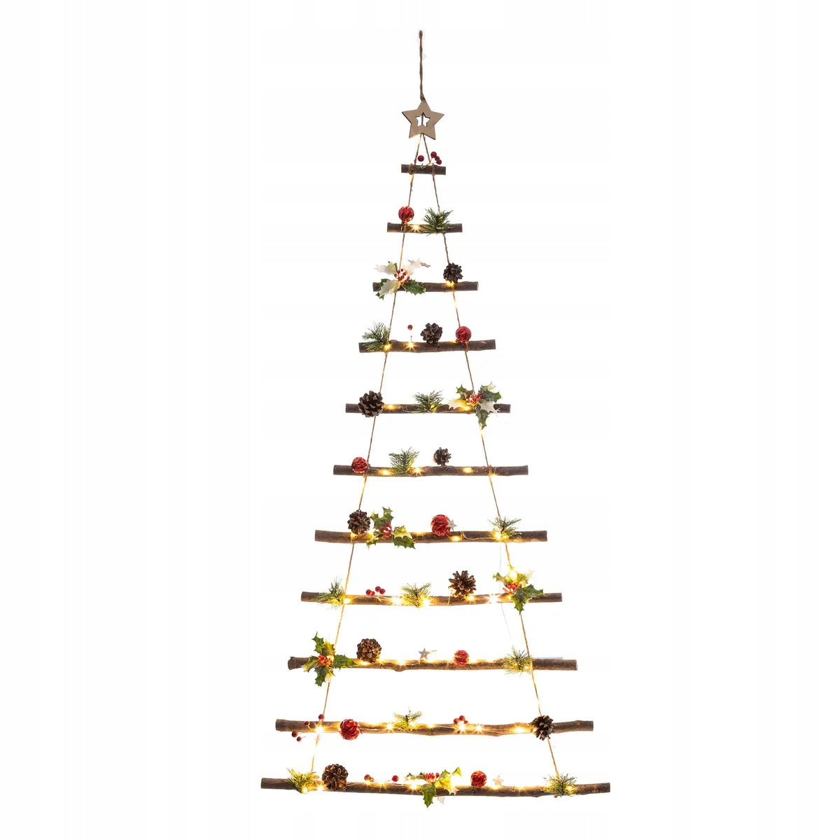 WALL CHRISTMAS TREE WITH WOODEN BRANCHES LED 61X2X120 CM MULTICOLORED Packaging status original
