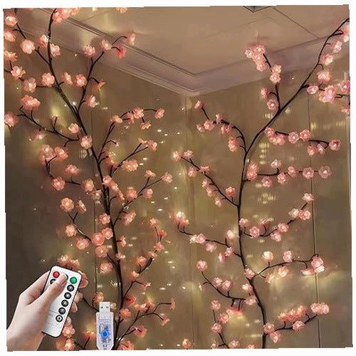 WALL DECORATION LED WILLOW CHERRY BLOSSOMS 48 LIGHTS REMOTE CONTROL TIMER