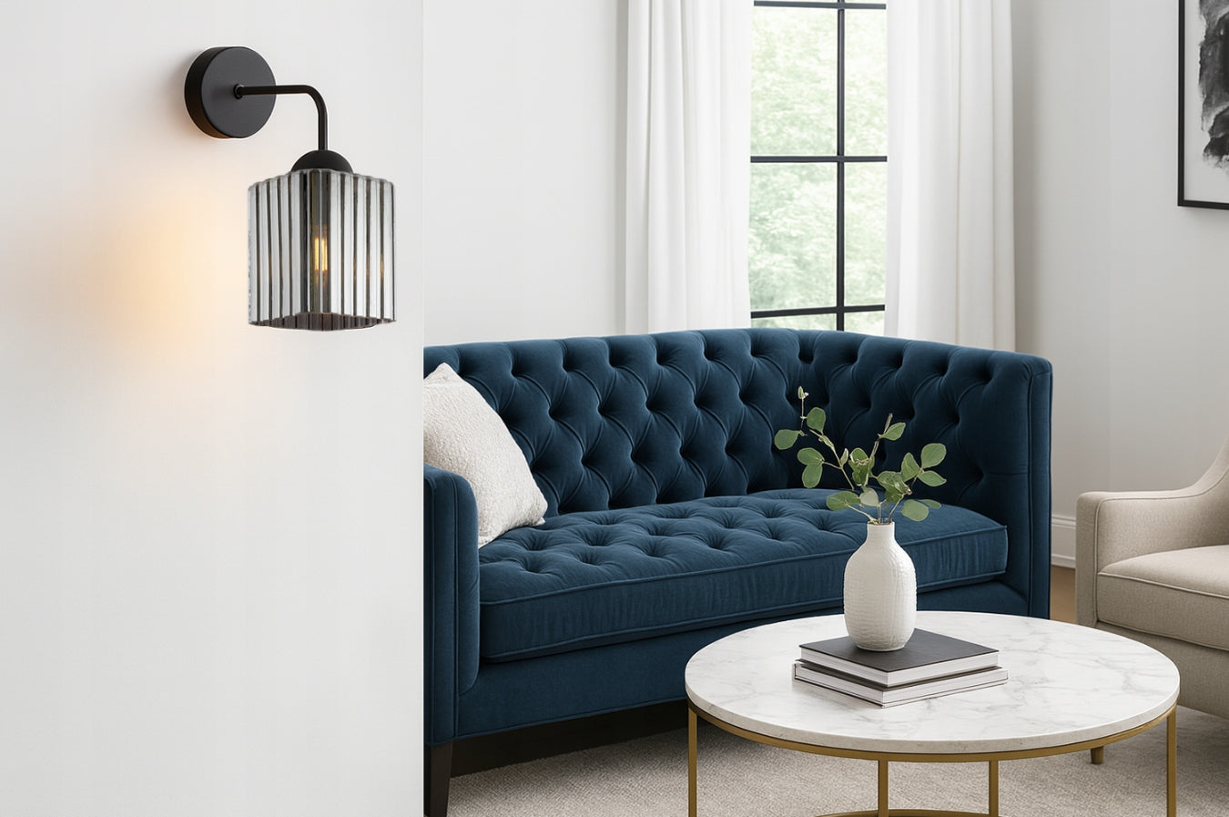 WALL LAMP BLACK SINGLE GRAPHITE GLASS LOFT SHADE FOR LIVING ROOM Batteries included no