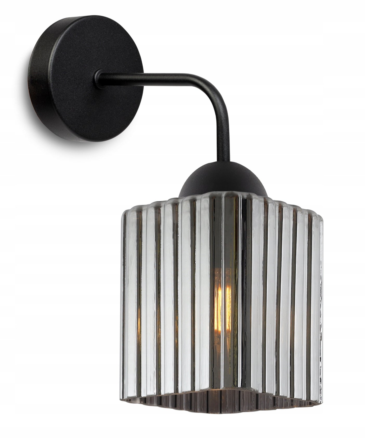 WALL LAMP BLACK SINGLE GRAPHITE GLASS LOFT SHADE FOR LIVING ROOM