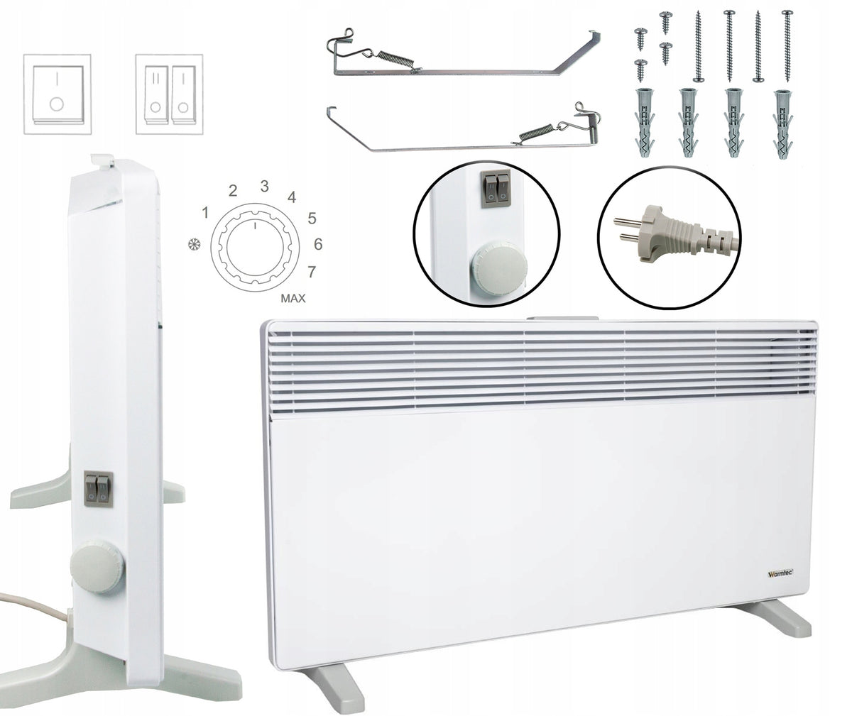WALL-MOUNTED ELECTRIC HEATER THERMOSTAT IP20 230V EWX-2000W EAN (GTIN) 5906142939756