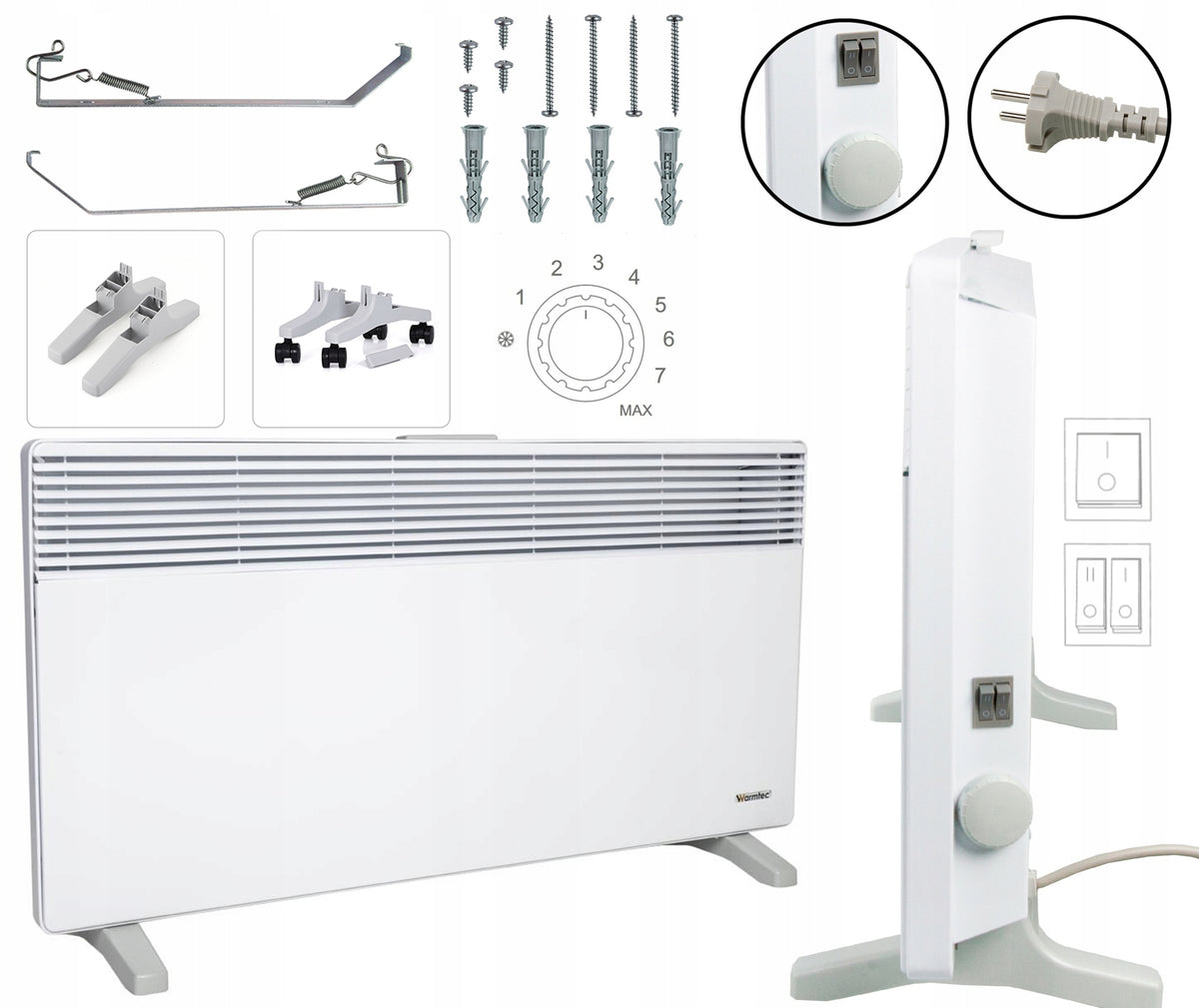 WALL-MOUNTED ELECTRIC HEATER THERMOSTAT IP20 230V EWX-2000W