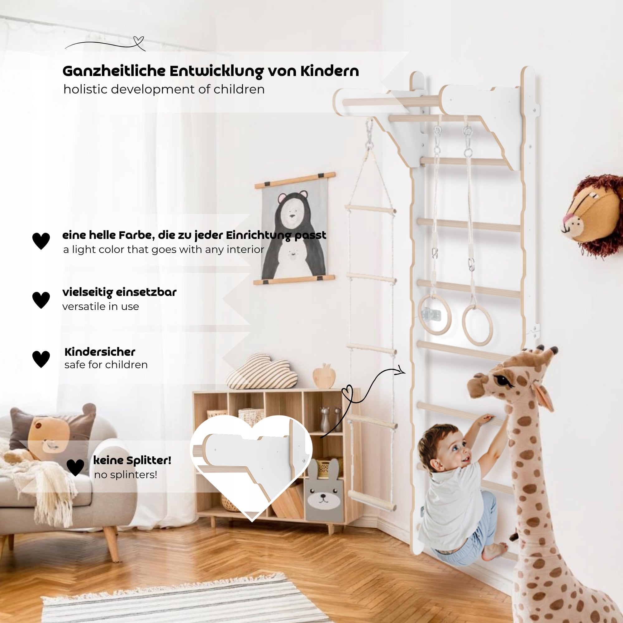 WALL-MOUNTED LADDER WHITE + HANDLE+ RINGO+ ROPE LADDER + mounting kit Manufacturer code DRAB/SC_COMBO-BI