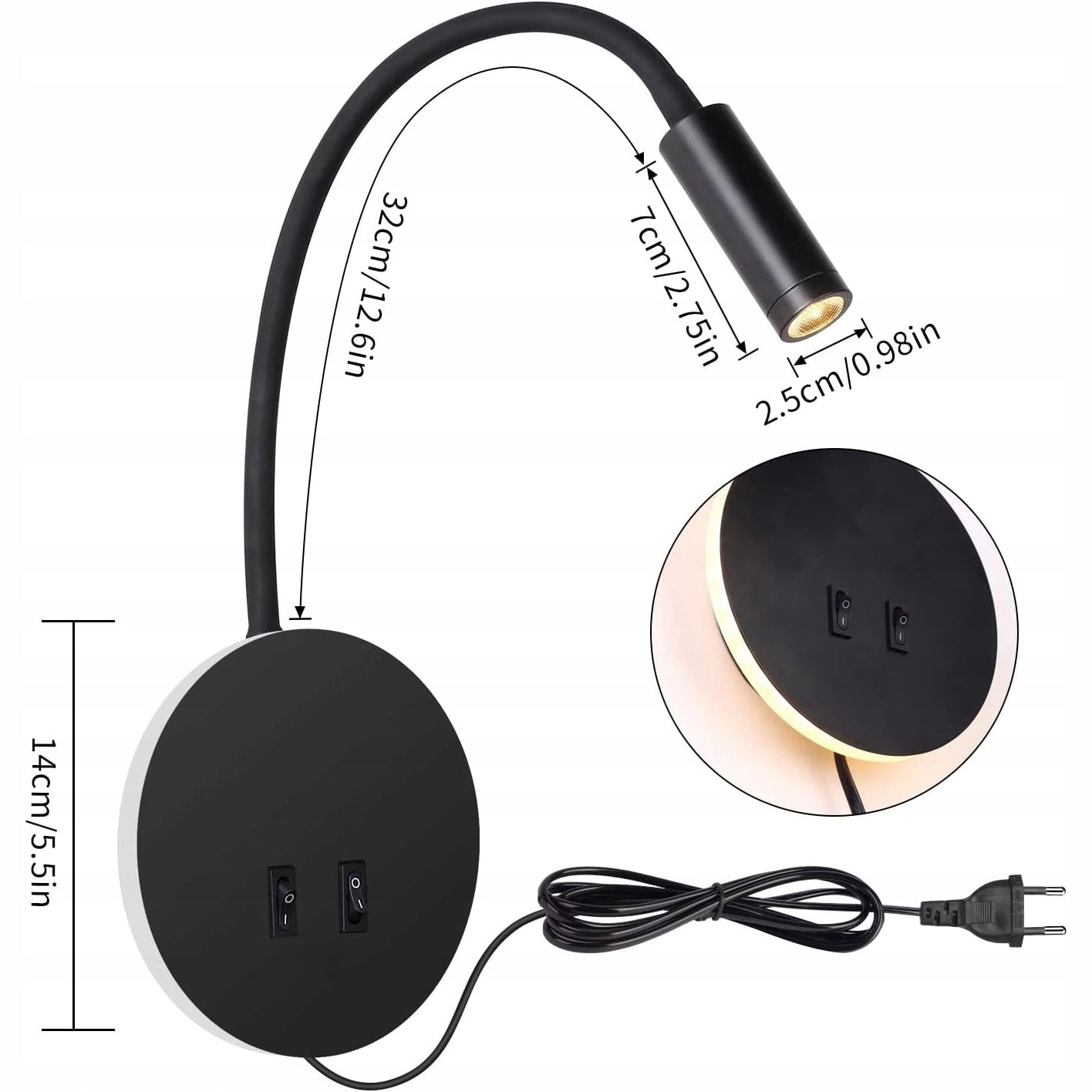 WALL MOUNTED READING LAMP READING BED FOR BEDROOM Brand no brand
