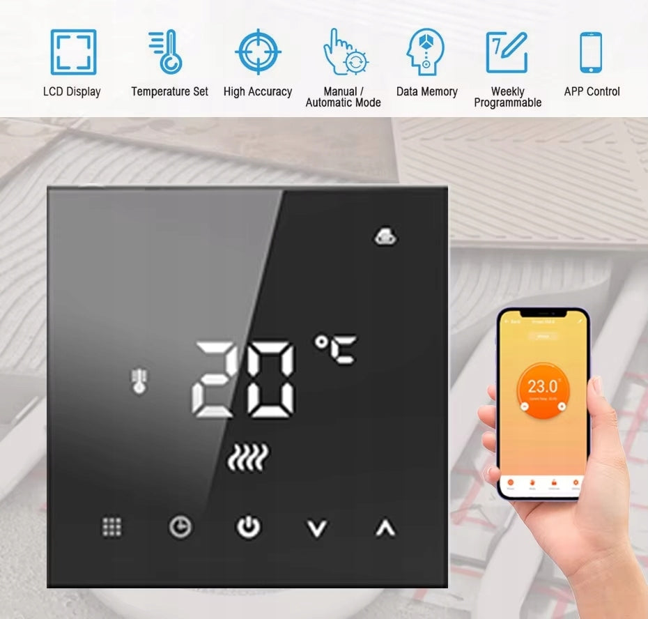 WALL MOUNTED THERMOSTAT ROOM TOUCH SCREEN LED WiFi TUYA TERSCP Packaging status original