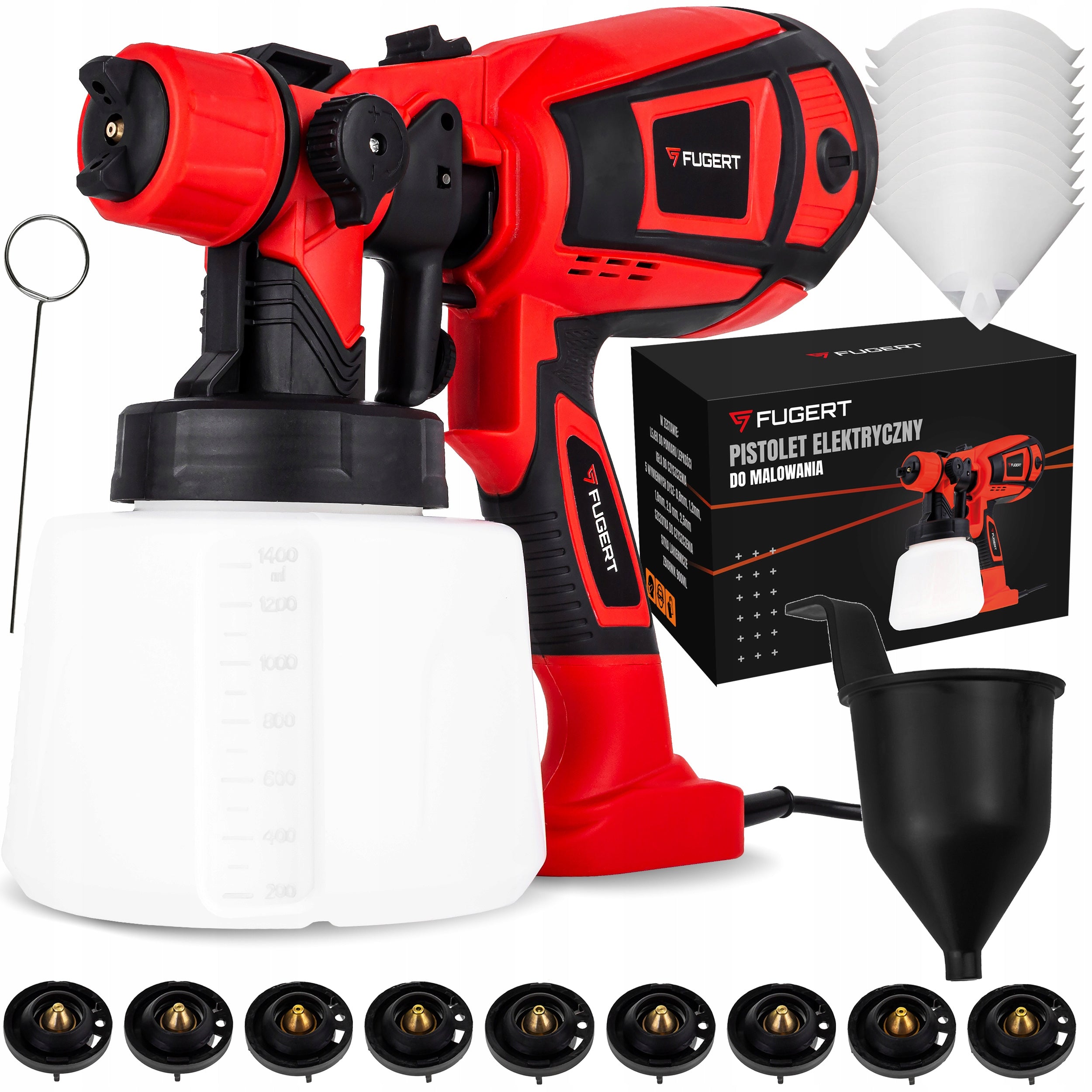 WALL PAINT GUN ELECTRIC SPRAY FOR PAINTS 750W 9 NOZZLES 1,4L