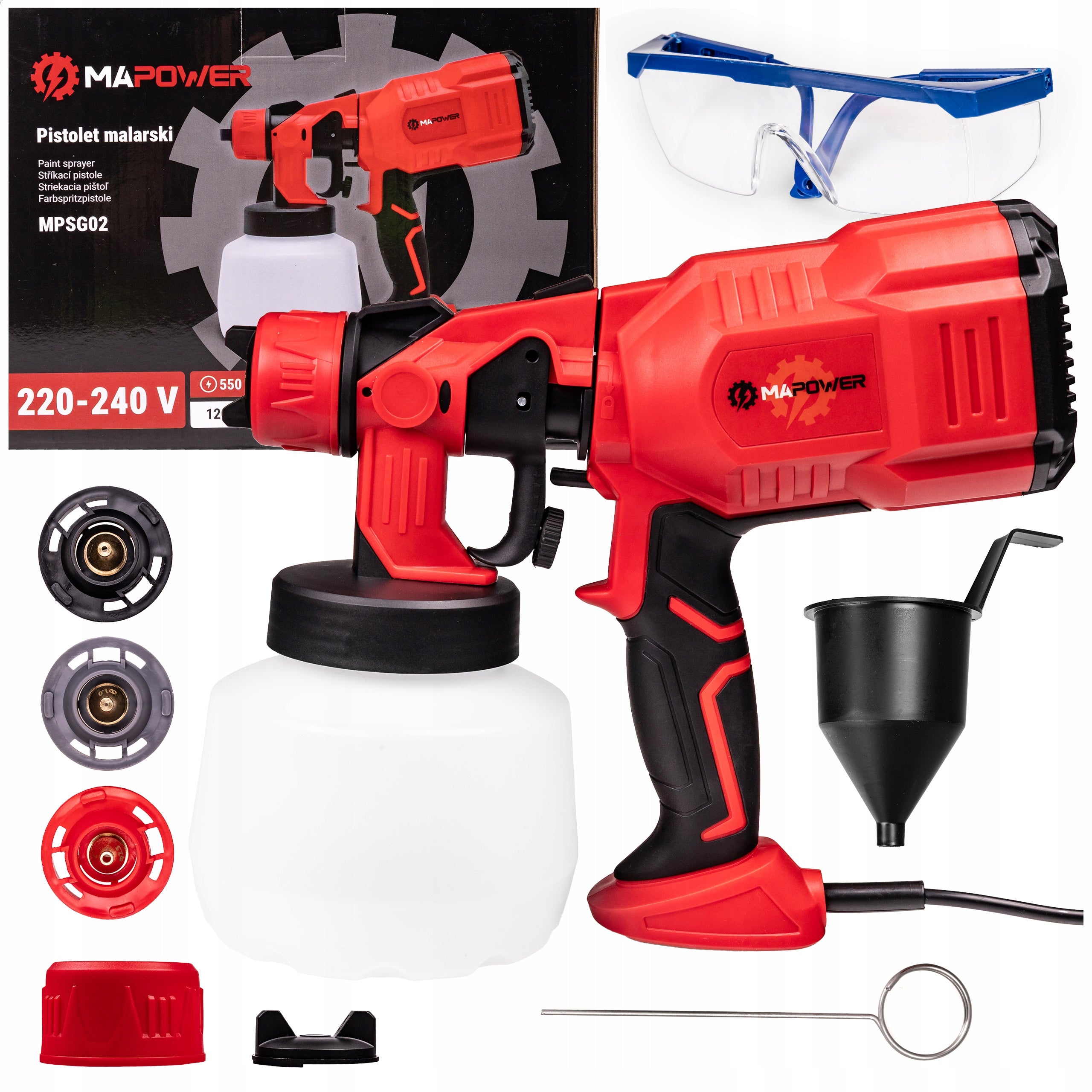 WALL PAINT GUN PAINT SPRAYER 3 NOZZLES 550 IN 80 DIN MAPOWER