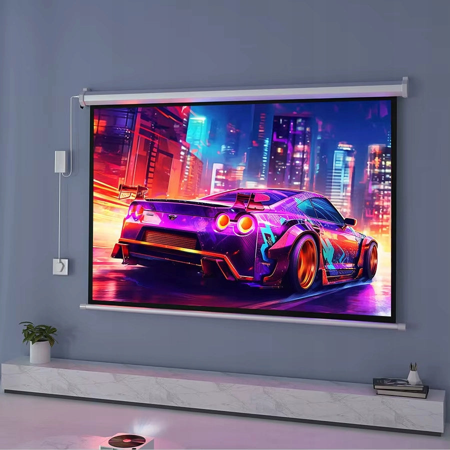 WALL PROJECTION SCREEN 100 INCHES PROJECTOR ELECTRIC AUTOMATIC REMOTE CONTROL Packaging status original