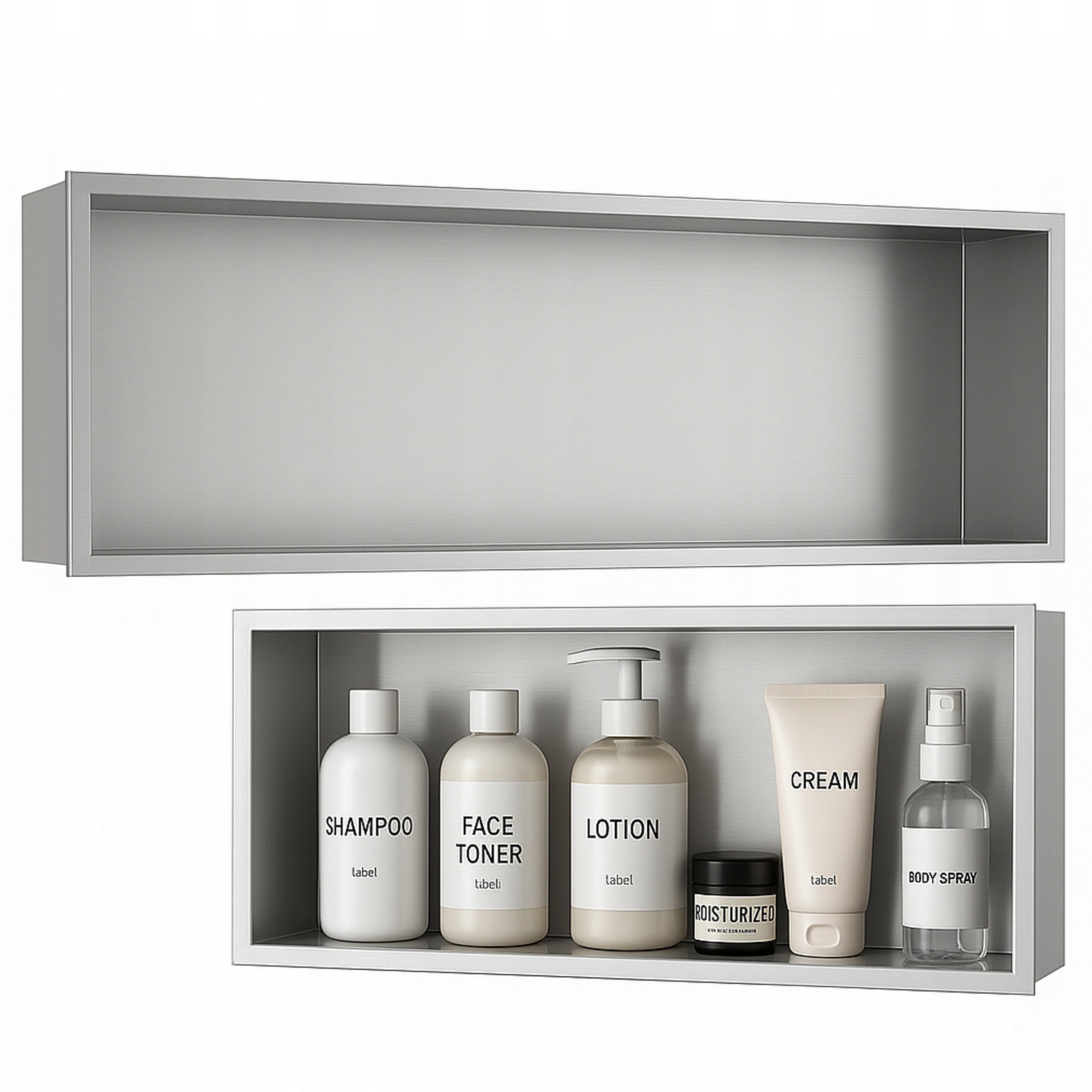 WALL RECESSED BATHROOM SHELF WITH FLANGE IGA 60X30X7 CM CHROME