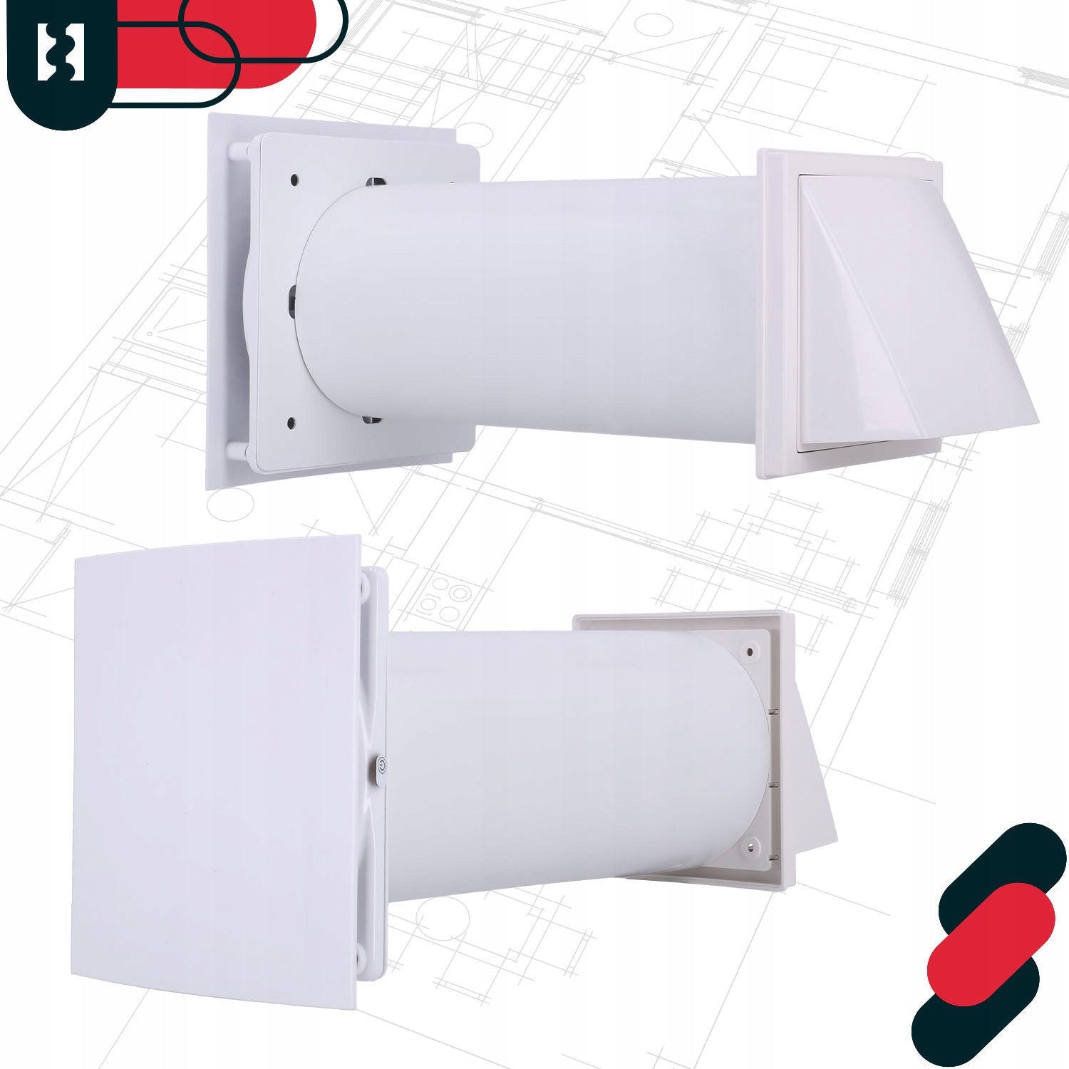 WALL RECUPERATOR DECENTRAL CERAMIC VENTILATION PILOT FI 125 MM WHITE Product weight with unit packaging 2.9 kg