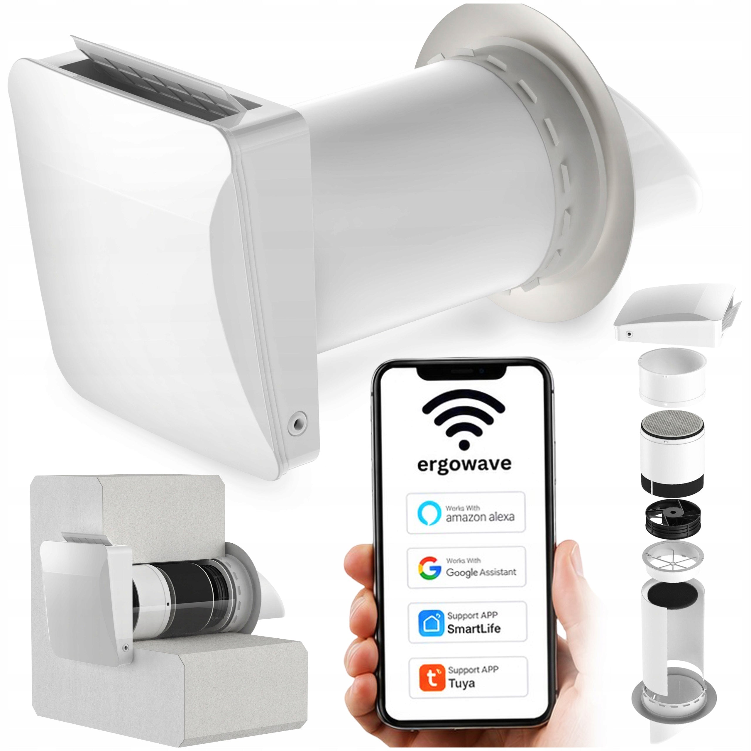 WALL RECUPERATOR REMOTE CONTROL WIFI HUMIDITY SENSOR FI160 FLOW 60m3