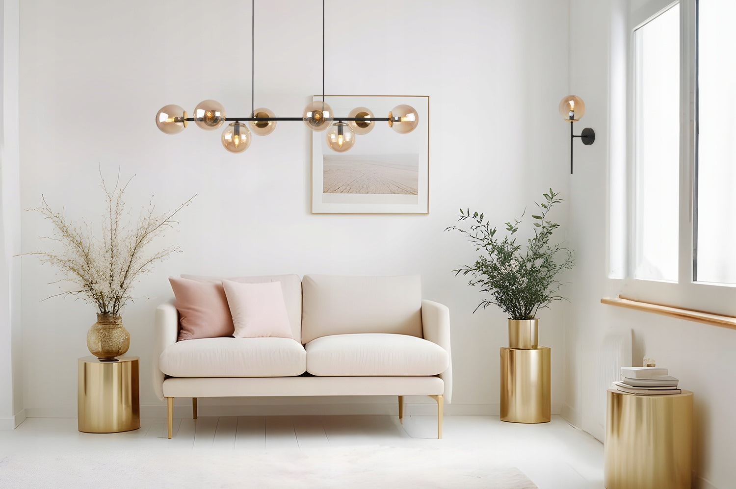 WALL SCONCE BLACK GOLD LAMP GLASS LOFT BALL FOR KITCHEN LIVING ROOM 45 CM Brand Light Home