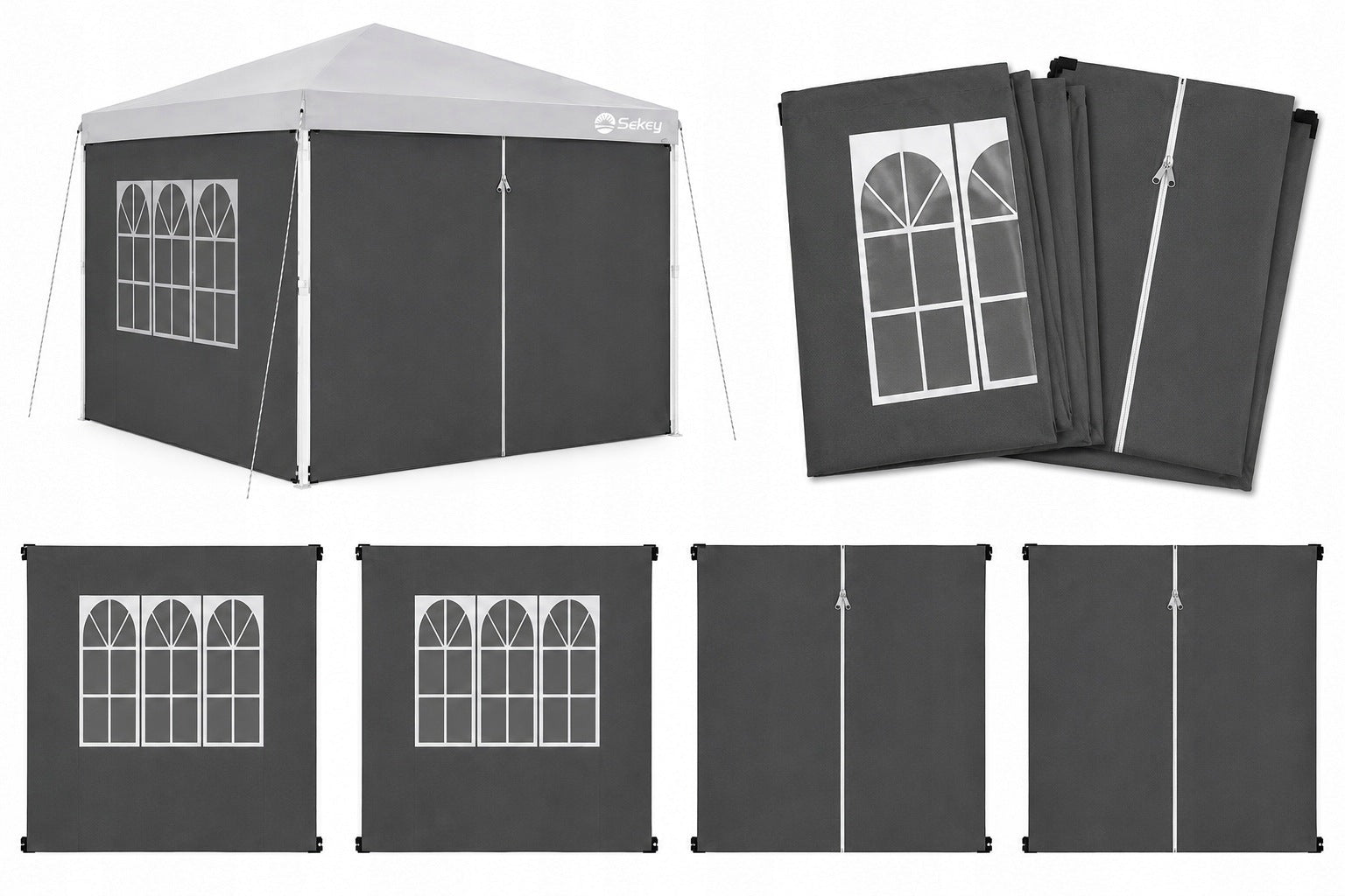WALL / SIDE WALLS FOR PAVILION TENT GAZEBO 3x3 4 PIECES ANTHRACITE
