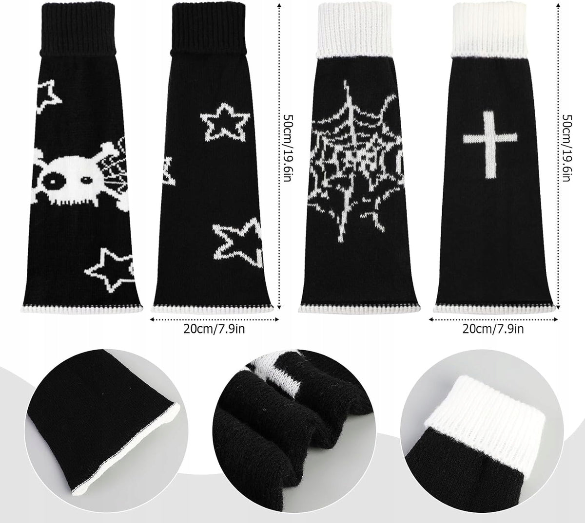 WARMERS 2 PAIRS WHITE BLACK LONG KNITTED WINTER WOMEN WARM Brand no brand