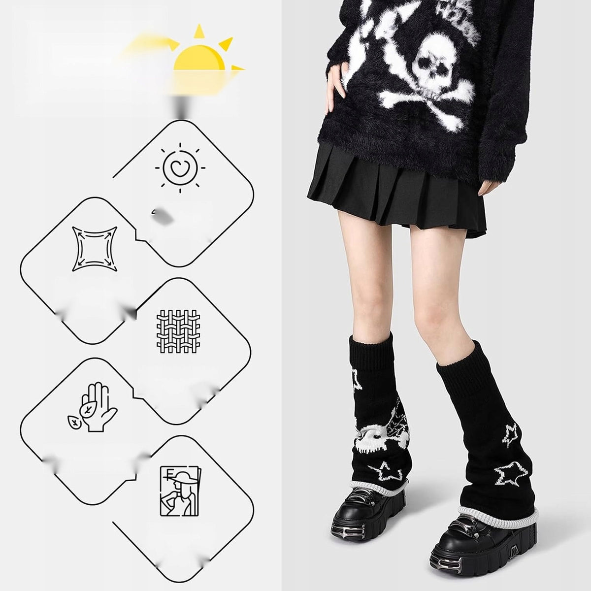 WARMERS 2 PAIRS WHITE BLACK LONG KNITTED WINTER WOMEN WARM Manufacturer code 5908107279310