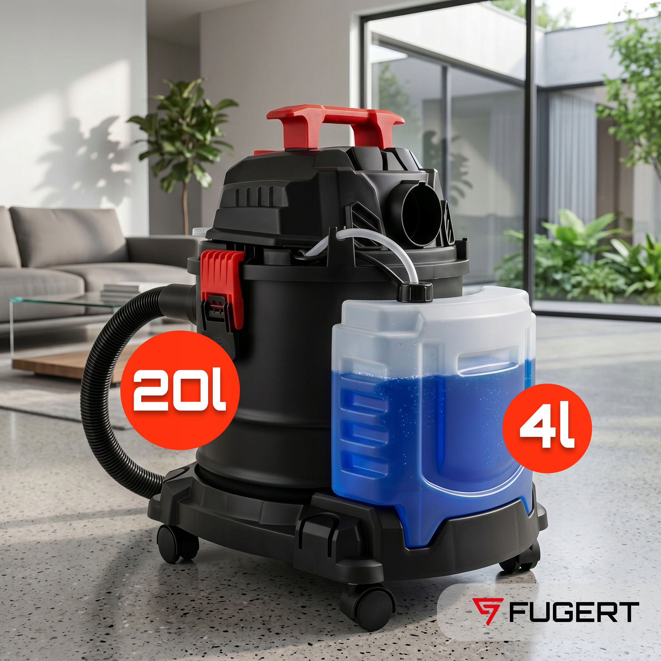 WASHING VACUUM CLEANER FOR UPHOLSTERY AND CARPETS DRY AND WET VACUUMING 20L Brand FUGERT