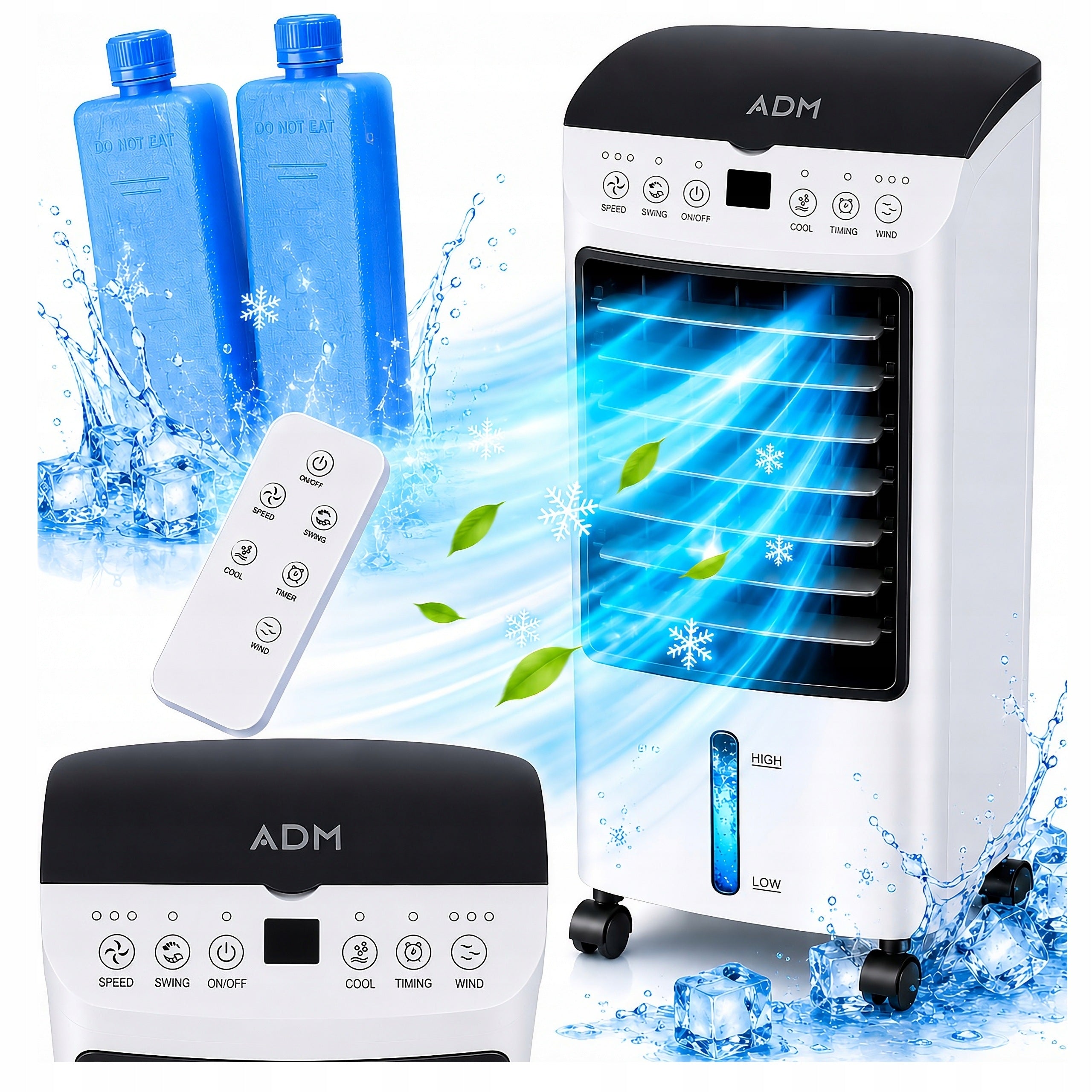 WATER AIR CONDITIONER 3IN1 FAN HUMIDIFIER PURIFIER REMOTE CONTROL +INSERTS ADJUSTMENT