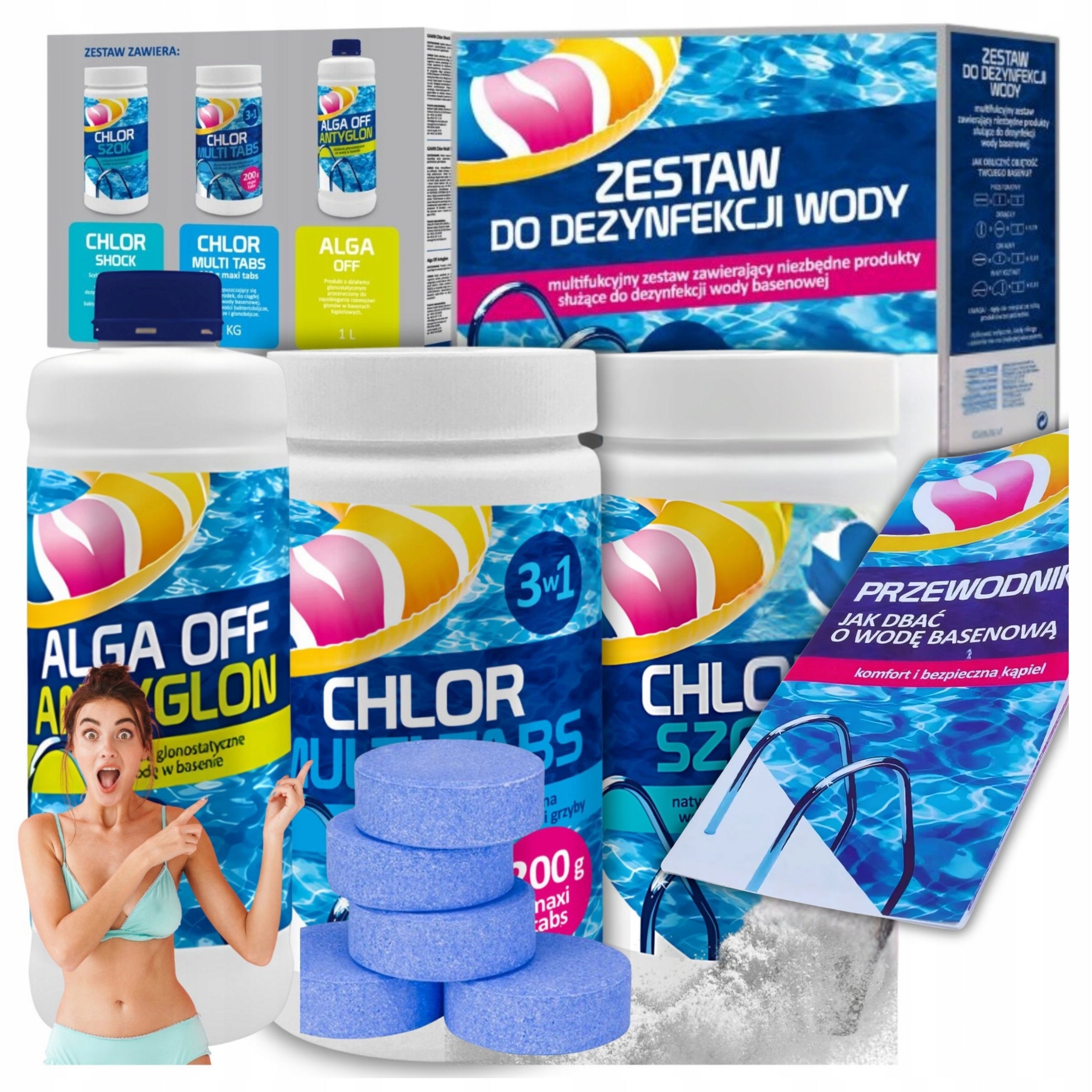 WATER DISINFECTION STARTER KIT 4in1 CHLORINE SHOCK ANTYGLON GAMIX TABLETS