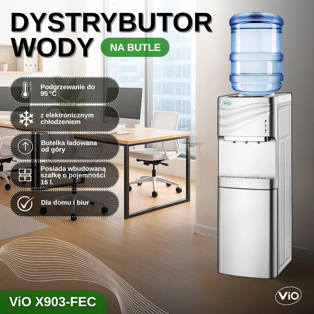 WATER DISPENSER ViO X903-FЕC Silver WITH ELECTRONIC COOLING AND CABINET Packaging status original