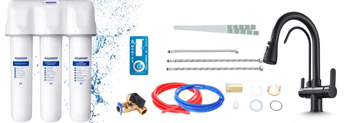 WATER FILTER FOR KITCHEN SINK AQUAPHOR CRYSTAL A AND TAP FOR WATER FILTER Packaging status original