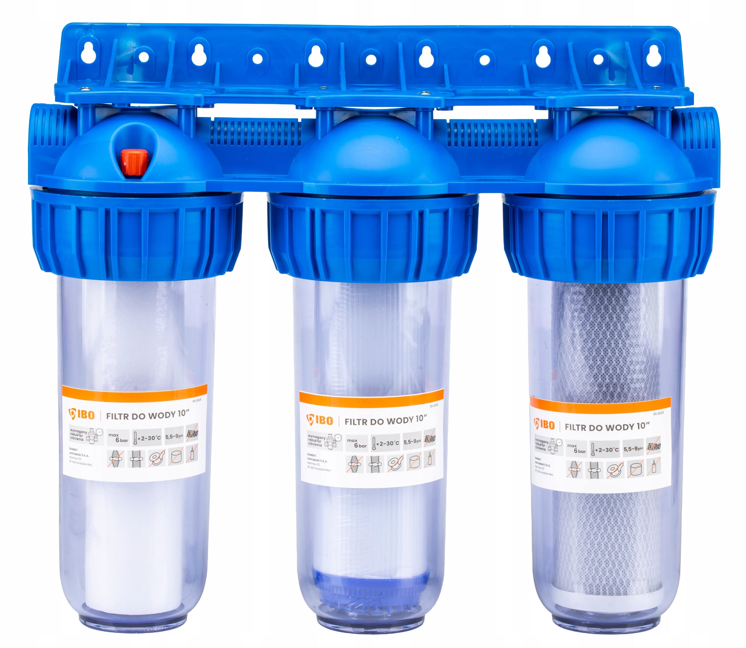 WATER FILTER PRE-BODY HOUSING FI 1'' GW 3-STAGE +INSERTS SET Manufacturer code POTRÓJNY FILTR + KPL. WKŁADÓW