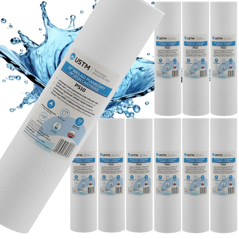 WATER FILTER PRE-FILTER 10" FILTRATION 10 MICRON 10 PIECES USTM