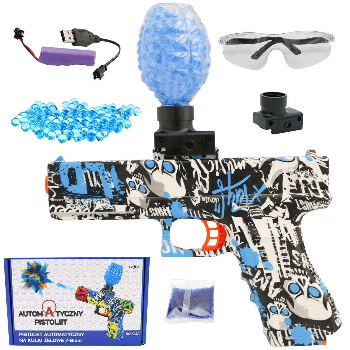 WATER GEL BALL GUN AUTOMATIC ELECTRIC SAFETY GLASSES EAN (GTIN) 5906850048528