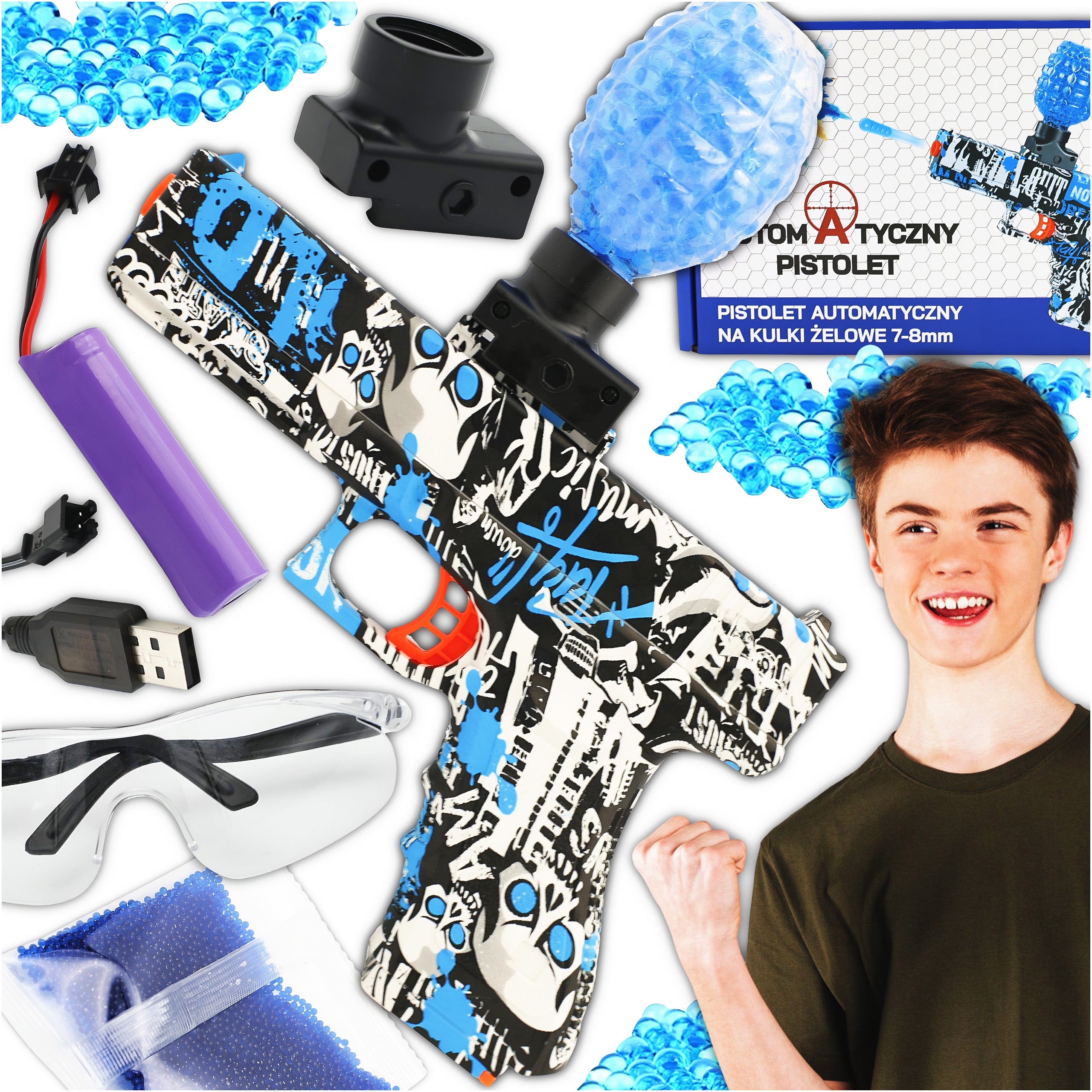WATER GEL BALL GUN AUTOMATIC ELECTRIC SAFETY GLASSES