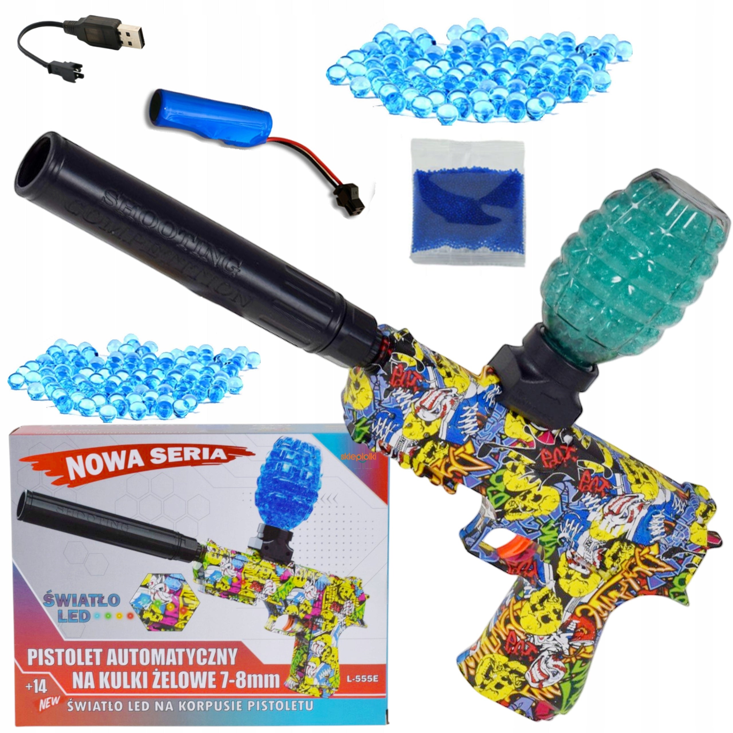 WATER GEL BALL GUN AUTOMATIC RIFLE SET XXL 1000 BALLS